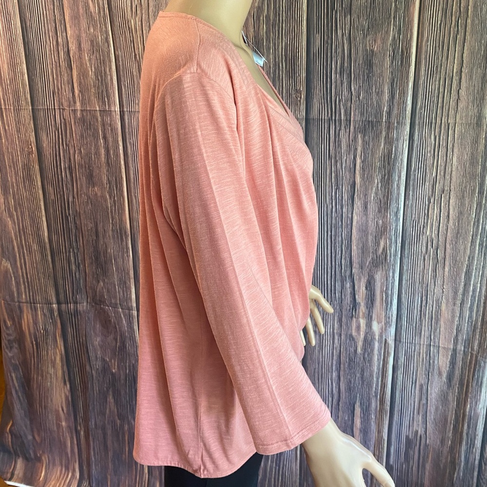 J. Jill Dusty Rose Button-Front Draped Blouse - Picture 3 of 16